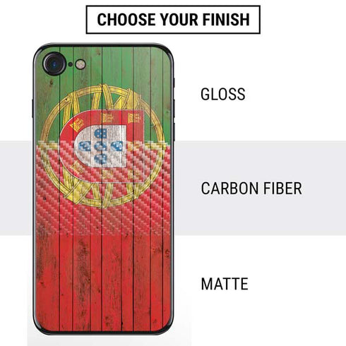 Portuguese Flag Dark Wood iPhone SE (2nd & 3rd Gen) Skin